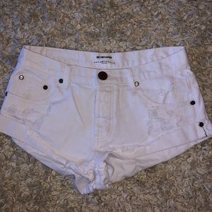 White Ripped OneTeaspoon Shorts